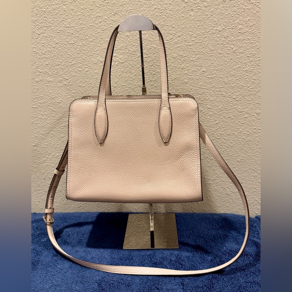 Kate Spade Rowe Medium Satchel Blush Pink Pebbled Leather with Crossbody Strap - Picture 9 of 9